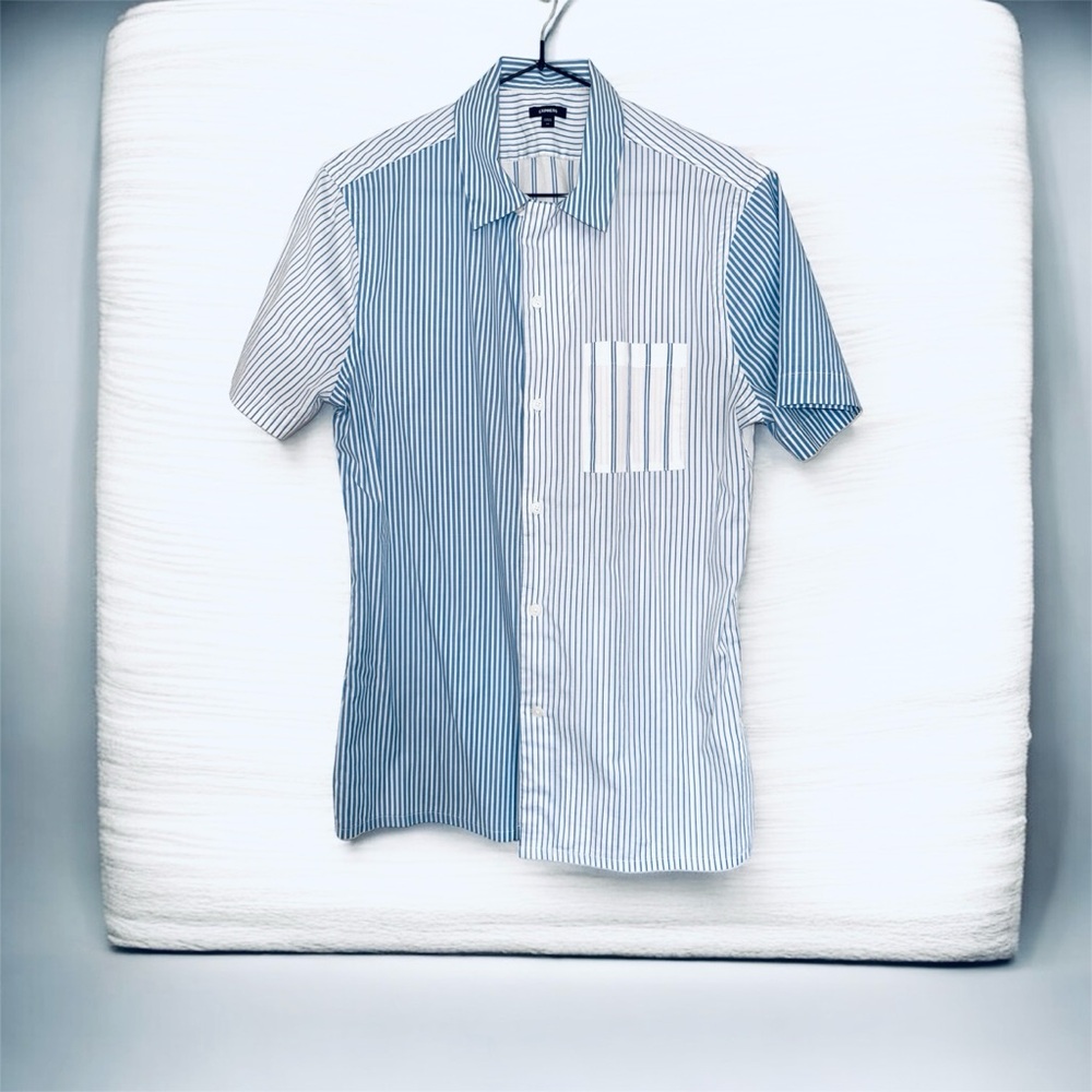 Express Blue and White Striped Men's Shirt